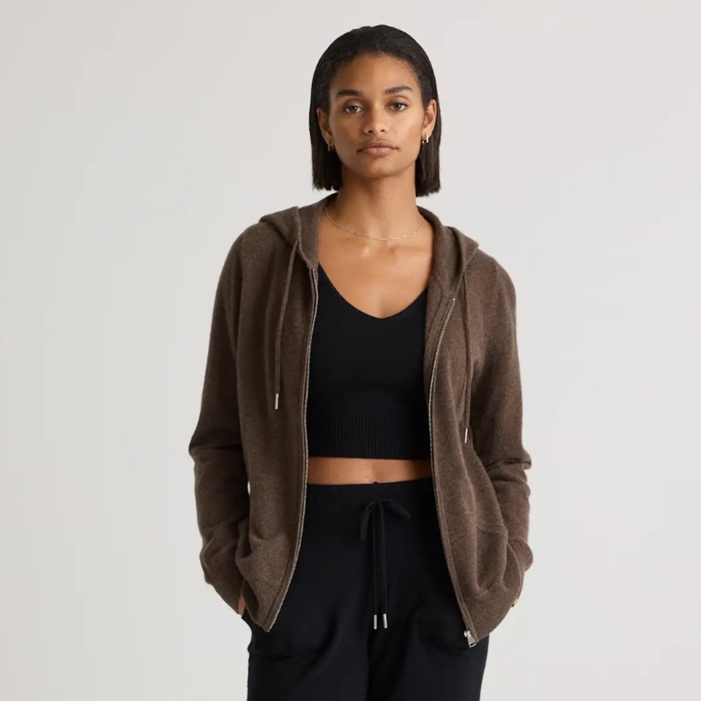 New Quince Mongolian Cashmere Full Zip Hoodie